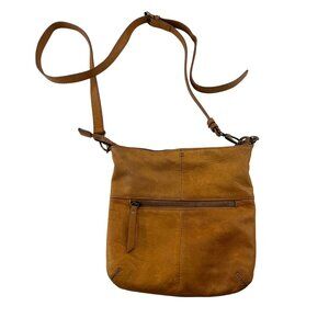 Lucky Brand Leather Crossbody Messenger Bag Tan Distressed Small Purse